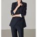 Commuting Blue Fine Wool Set Business High JI Formal Suit For Women_ecoleips.com