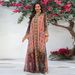 Women's Long Sleeve Embroidered Kaftan Dress – Flowy Maxi Dress With Ethnic Print & Beading (Polyester, S-Xxl, Multi-Color)_ecoleips.com