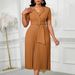 Stylish Short Sleeve Collar Dress – Summer Office & Casual Wear With Belt Effortless Style For Every Summer Day_ecoleips.com