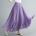 K Artistic Plus Size Half Skirt With Elastic Waistband A-line Skirt, Long Style, Solid Color, Ethnic Style, Big Swing Skirt_ecoleips.com