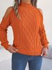 K Casual Twisted Lace-up Off-shoulder Half-turtleneck Long-sleeve Pullover Sweater For Women_ecoleips.com