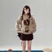 girl 251029-157 "Good Morning Little Sausage" Design Side Button Mink Dog Retro Sweater_ecoleips.com