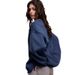 Round-Neck Loose Hoodie For Women's Autumn And Winter Street Solid Color Oversized Fleece Pullover Hoodie_ecoleips.com