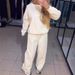 Long Sleeve Round Neck Top & Drawstring Joggers With Rhinestone Details (Black/White/Nude/Green/Blue, S-XXXL)"_ecoleips.com