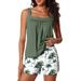 Women's High-End Plus Size Tankini Swimsuit American Printed Two Piece Loose Fit Hot Spring Resort Wear_ecoleips.com