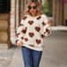 Fluffy Women's Winter Hoodie With Loose-Fitting Long-Sleeved Round Neck Design And Heart-Shaped Print_ecoleips.com