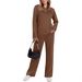 Autumn Casual Long-Sleeved Drawstring Plain Color Commuting Pants Fashion Set For Women_ecoleips.com
