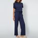 Women's Clothing Gray Round Neck Short Sleeved T Shirt With Lace Up Wide Leg Trousers Loose And Comfortable Running Sports Suit_ecoleips.com