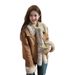 Aria Basics Melard Outfit Brown Furry Patchwork Lapel Coat Women, Thickened Fleece-lined Warm Jacket For Autumn And Winter_ecoleips.com