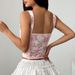 Aria Basics Aria Basics European And American INS Pastoral Girl Style Floral Print Fishbone Cross Tie Niche Design Bowknot Vest A1826_ecoleips.com