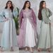 Women's Clothing Puff Sleeve Cardigan Dubai Elegant Long Skirt Middle East Robe Hot Diamond Three Piece Set_ecoleips.com
