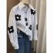 Bohemian Floral Print Loose Fit Long Sleeve Blouse For Women – Stylish & Versatile Casual Top With Stripe Accents_ecoleips.com