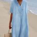 Spring Summer New Women's Casual Dress Slimming Versatile Hot Selling Solid Color Cotton Linen_ecoleips.com