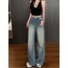 LiLi Apparel Starry Galaxy Rhinetone Wide-Leg Jean For Women 2026 Autumn High-Waited Looe High-End Floor-Length_ecoleips.com
