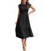 Women's Dress With Flying Sleeves, Pleated Layers, Short Sleeves, And A Wide Skirt_ecoleips.com