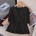 K V-neck Top Looks Slim, Long, Short Sleeved, Waist Cinching, And Versatile Shirt That Covers The Stomach_ecoleips.com