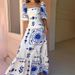 Women's Off-The-Shoulder Puff Sleeve Dress American Fashion Full Skirt Printed Spring New Arrivals Clothing_ecoleips.com