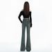 2025 American Retro|High Street Double Button|Long Pants|Extra Long|Elastic Slight Flare Jeans For Women_ecoleips.com