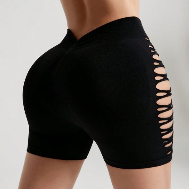Spring And Summer New Shark Shorts GYM Fitness Iron Quick Drying High Waist Seamless Knitted Hole Fitness Shorts_ecoleips.com