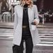 Women's Casual Long Sleeve Notched Collar Button Coat – Solid Color Wool Blend Trench Coat For Elegant & Urban Style_ecoleips.com