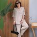 Summer Outfit Set – Linen-Blend Top & Wide-Leg Pants For Women_ecoleips.com