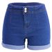 Women's Clothing Temperament Commuter Ordinary Blue Cotton High Waist Washed Denim Straight Shorts_ecoleips.com