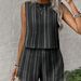 Women's Clothing Knitted Printed Edge Loose Short Sleeved Shorts Suit Fashionable Outdoor Wear Home Clothes_ecoleips.com
