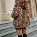 Women's Leopard Print Hooded Jacket - Oversized Zip-Up Fleece-Lined Sweatshirt, Cozy Polyester Casual Coat For Fall & Winter_ecoleips.com