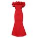 D3192 Women's Fashion 2025 New Solid Color Mermaid With Ruffled Hem Slim Fit Evening Gown Long Dress_ecoleips.com