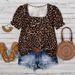Cross-border Plus-size Women's Square-neck Printed Slimming Shirt T-shirt Top, Essential For Casual Gatherings, Travel,_ecoleips.com