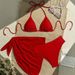 Aria Basics 2025 New European American Solid Color Printed Tie-Up Bikini Sexy Three-Piece Swimsuit For Women Beach And_ecoleips.com