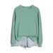 Independent Site In-stock Round-neck Women's Solid Color Plus-size New European And American Style Loose_ecoleips.com