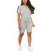 Women's Clothing Summer Women's Patch Top And Shorts Set Round Neck Short Sleeved Style Design For Formal & Casual For Women_ecoleips.com