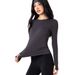 Women's Slim Fit Long Sleeve Yoga Sports Top Round Neck Checkered Fitness Wear For Running Training Pilates_ecoleips.com