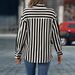 Women's Classic Stripe Lapel Long Sleeve Blouse Open Front Timeless Design Top_ecoleips.com