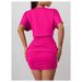 Aria Basics Aria Basics European And American Cross-Border Women's Fashion French Batwing Sleeve Elegant Short Bodycon Slim Waist Ruched Dress_ecoleips.com
