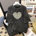 2025 Summer New Short Sleeve T-Shirt For Women, Washed Vintage Design, Printed Student Wear, Loose Mid-Length Top_ecoleips.com