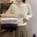 girl Winter Slim Fit Base Half Turtleneck Integrated Fleece Thickened Long Sleeve Knitted Top Warm Shirt_ecoleips.com