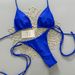 2026 European American Style Solid Color Two Piece Bikini Set with Heart Shaped Metallic Straps Regular Fit Vacation Sexy Polyester Nylon_ecoleips.com