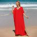 Boho Beach Cover Up Dress - Lightweight Cotton Blend Kimono Robe For Women, Oversized Swim Cover Up, Sun Protection Loose Long Dress_ecoleips.com