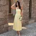 Women's Clothing Casual Halter Neck Dress Solid Color Waist Cinching Thin Summer 2026 American Style_ecoleips.com