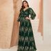 Wholesale Plus Size Gown Birthday Sexy Prom Evening Cross V-Neck Long Sleeve Dress_ecoleips.com