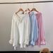Water Forest French Romantic Linen Handmade Edge V-Neck Tie Shirt Women, Loose And Versatile Top For Women_ecoleips.com
