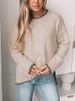 K New Round Neck Casual Long Sleeved Sweater Solid Color Versatile Split Top Sweater_ecoleips.com