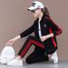 Women's 3-Piece Cotton Casual Sportswear Set – Trendy Color Block Tracksuit With Long Sleeve Top & Pants (M-5XL, Multiple Color Options)_ecoleips.com
