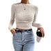 European And American Cross-Border Autumn Winter Slim Fit Versatile Long Sleeve Plaid Round Neck_ecoleips.com