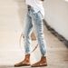 Women's Elastic Washable Jeans Perforated Straight Tube Street Style Denim Pants_ecoleips.com