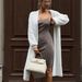 Women's Oversized Long Plush Cardigan – Ultra Soft Knit Sweater Jacket For Autumn Winter, Cozy Loungewear & Casual Outerwear, White_ecoleips.com