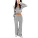 Women's Autumn/Winter Two-Piece Set Zipper Cardigan Hooded Sweatshirt & Wide Leg Pants European American Style Casual Comfortable_ecoleips.com