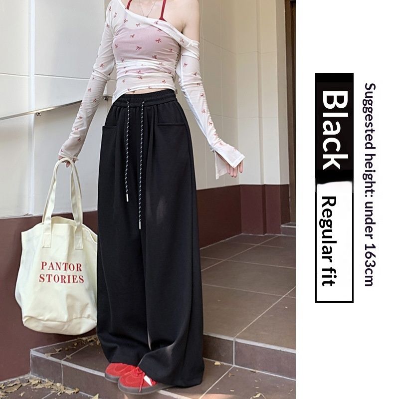 Lazy Style Wide-Leg Pants For Women, Autumn Winter New High-Waist Draped Straight-Leg Casual Floor-Length Loose_ecoleips.com
